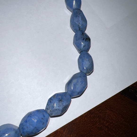 Blue Polished Stone Necklace with lobster clasp - Picture 6 of 10